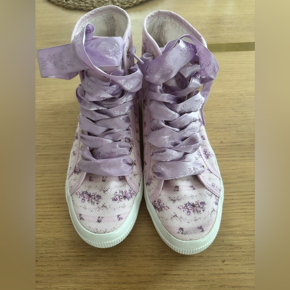 LoveShackFancy x Superga Purple Floral High-Top Sneakers
